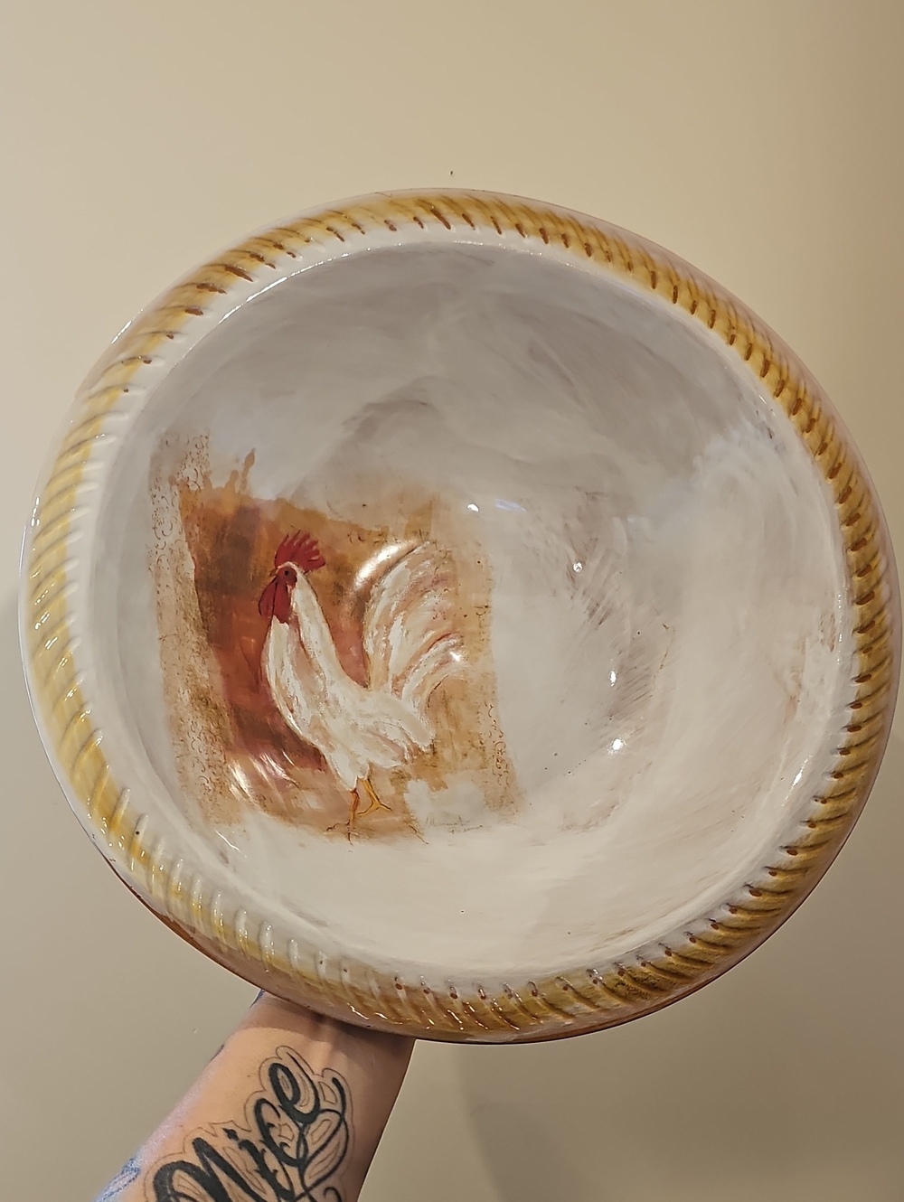 Pier 1 Gallo Rooster 14'' Ceramic Serving Bowl - Hand Painted Earthenware